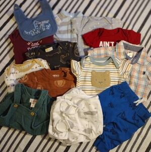 0-9m Baby Boy 14 Piece Clothing Bundle